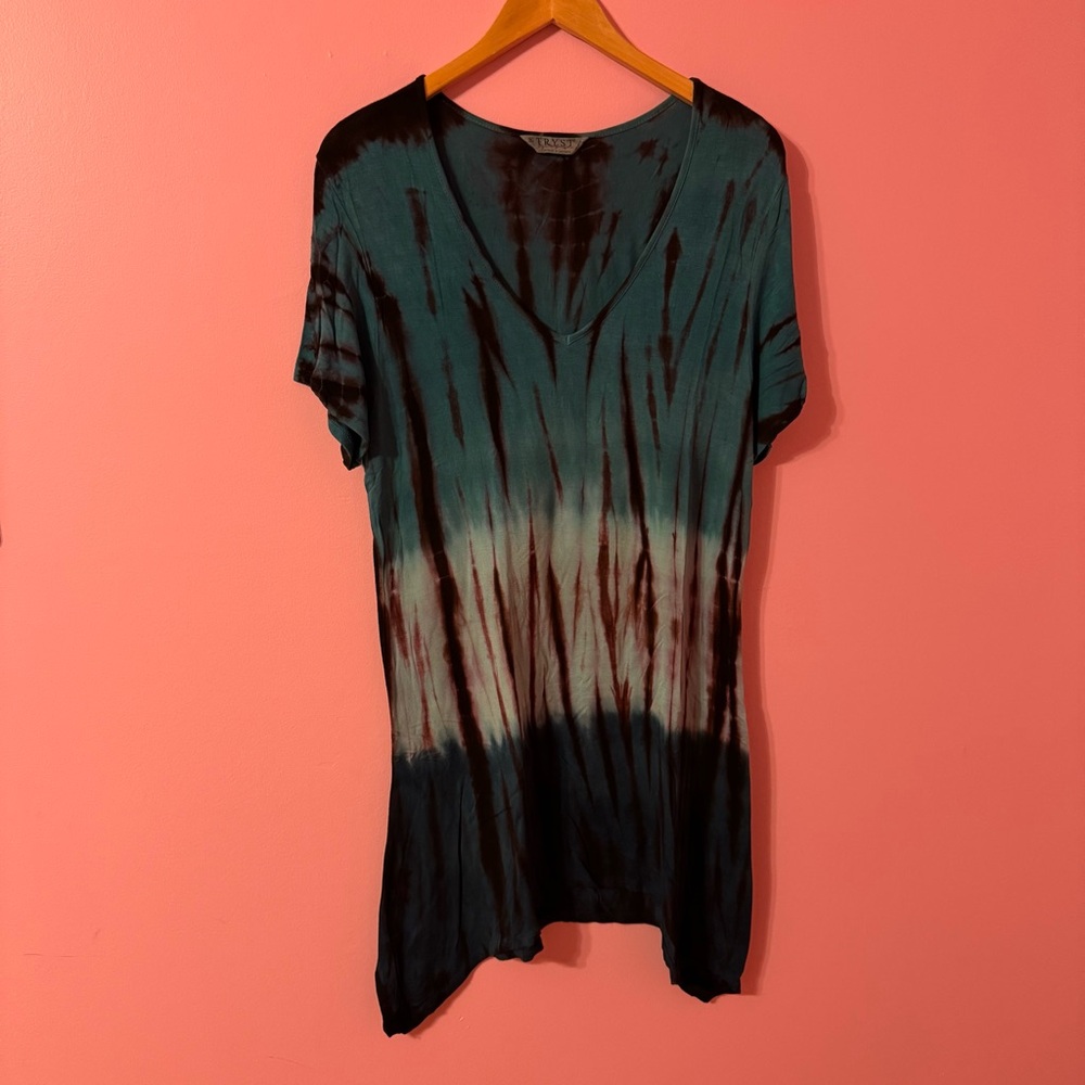 Tryst Blue and Brown Tie-Dyed Tunic